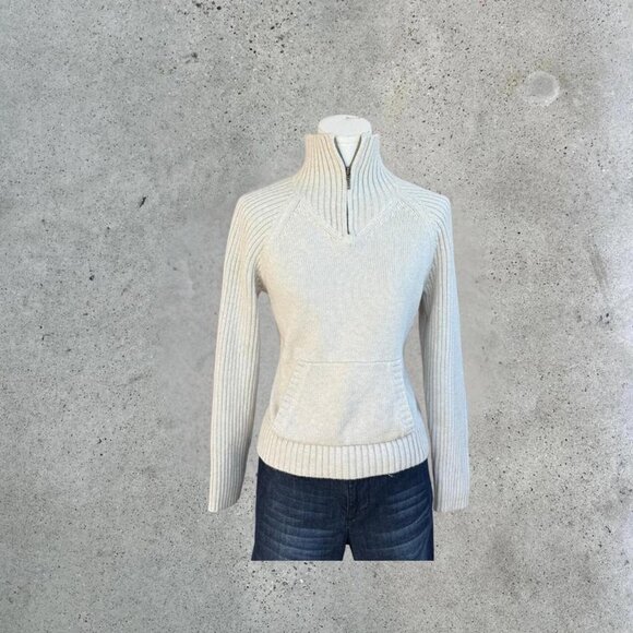 vintage cream zip up sweater - Picture 1 of 7